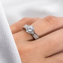 ANU JEWEL D Màu Moissanite Pha lê 925 Màu bạc Nhẫn Lễ cưới Hôn ước Trang sức cô dâu - trắng - Xem 8