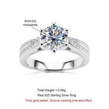 ANU JEWEL D Màu Moissanite Pha lê 925 Màu bạc Nhẫn Lễ cưới Hôn ước Trang sức cô dâu - trắng - Xem 2