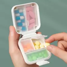 1 pieza Caja de almacenamiento de píldora PP pastilla almacenamiento simple unicolor multi cuadro para exterior - Blanco - Ver 1