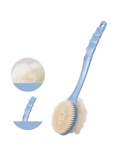 1pc Blue Long Handle Soft Japanese Bath Brush Multifunctional Bath Exfoliating Brush And Back Scrubber
