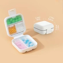 1 pieza Caja de almacenamiento de píldora PP pastilla almacenamiento simple unicolor multi cuadro para exterior - Blanco - Ver 3