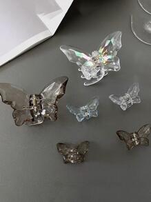 6 piezas Garra de pelo con diseño de mariposa - Multicolor - Ver 1