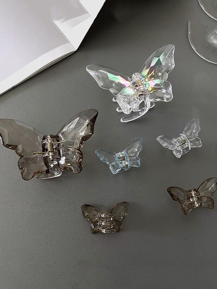 6 piezas Garra de pelo con diseño de mariposa - Multicolor - Ver 1