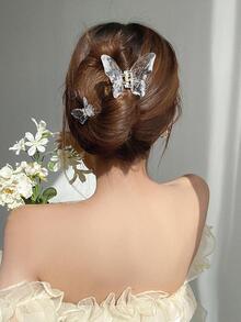 6 piezas Garra de pelo con diseño de mariposa - Multicolor - Ver 4