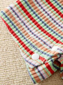 Sleeveless Knit Bodysuit With Colorful Stripes - Green - View 4