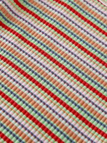 Sleeveless Knit Bodysuit With Colorful Stripes - Green - View 3
