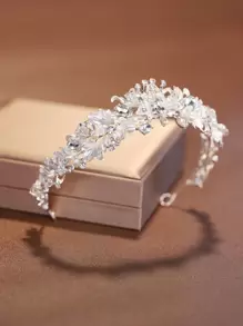 1件时尚优雅合金头饰，适合女士婚礼派对皇冠发饰、情人节配饰 - 銀色 - 查看 2