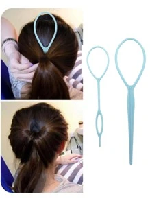 2入組女性素色頭髮編織配件 - 淺藍色 - 查看 1