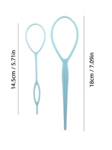 2入組女性素色頭髮編織配件 - 淺藍色 - 查看 3