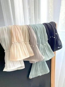 1pair Women Faux Pearl Decor Sun Protection Fashionable Arm Sleeves For Cycling - White - View 5