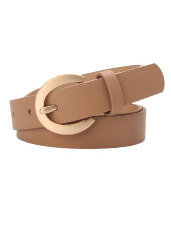 1入組女性素色金屬扣時尚皮帶適用於日常生活