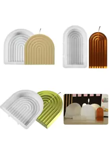 1入組幾何設計蠟燭白色矽膠肥皂模具 - 白色 - 查看 11