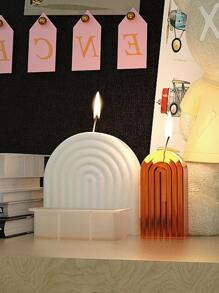 1入組幾何設計蠟燭白色矽膠肥皂模具 - 白色 - 查看 5