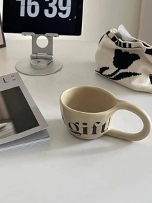 1 Cốc Cà Phê Gốm Thiết Kế Độc Đáo Handmade, Cốc Thời Trang Cho Nữ, Món Quà Lý Tưởng Cho Các Cặp Đôi - Màu Khaki - Xem 6