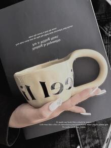 1 Cốc Cà Phê Gốm Thiết Kế Độc Đáo Handmade, Cốc Thời Trang Cho Nữ, Món Quà Lý Tưởng Cho Các Cặp Đôi - Màu Khaki - Xem 5