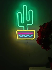 1 pieza Letrero de neón LED PS neón creativo en forma de cactus para casa - Multicolor - Ver 4