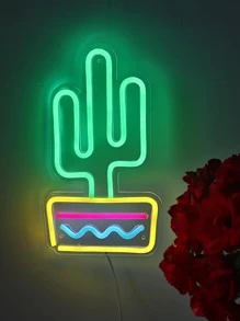 1 pieza Letrero de neón LED PS neón creativo en forma de cactus para casa - Multicolor - Ver 3