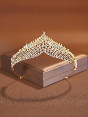 1pc Elegant Alloy Wedding Crown/Tiara Accessory For Women, Suitable For Wedding, Birthday Party