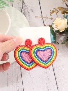 2對/組時尚珠心&假珍珠裝飾耳環,女性日常裝飾 - 彩色的 - 查看 2