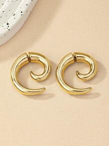 Minimalist Cuff Hoop Earrings - Yellow Gold - View 3
