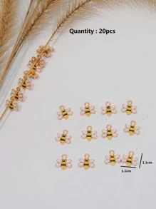 20入組/套時尚鋅合金蜜蜂DIY吊墜適合女士DIY首飾製作 - 彩色 - 查看 5