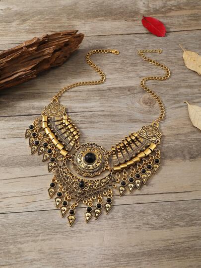 Geometric Tassel Charm Necklace