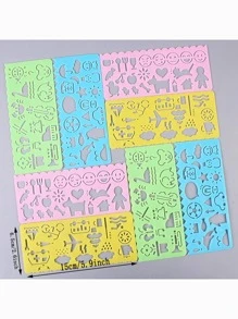 4 piezas Regla con plantilla hueca, Reglas - Multicolor - Ver 4