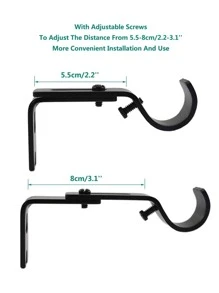 2入組素色窗簾竿架帶配件 - 黑色 - 查看 3