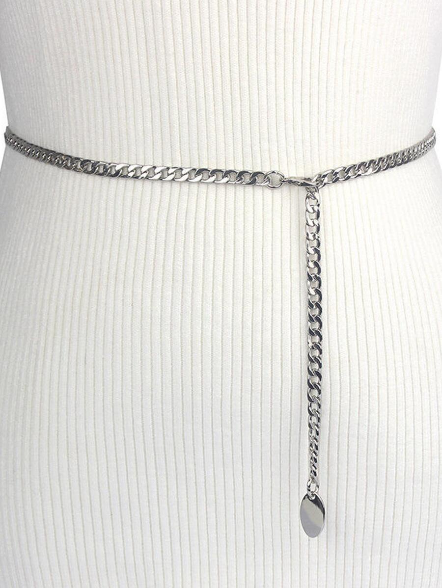 1 dây chuyền nữ thời trang hình bầu dục quyến rũ để trang trí váy - Bạc - Xem 1