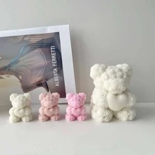 1入組卡通小熊蠟燭模具 - 杏色 - 查看 4