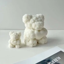 1入組卡通小熊蠟燭模具 - 杏色 - 查看 3