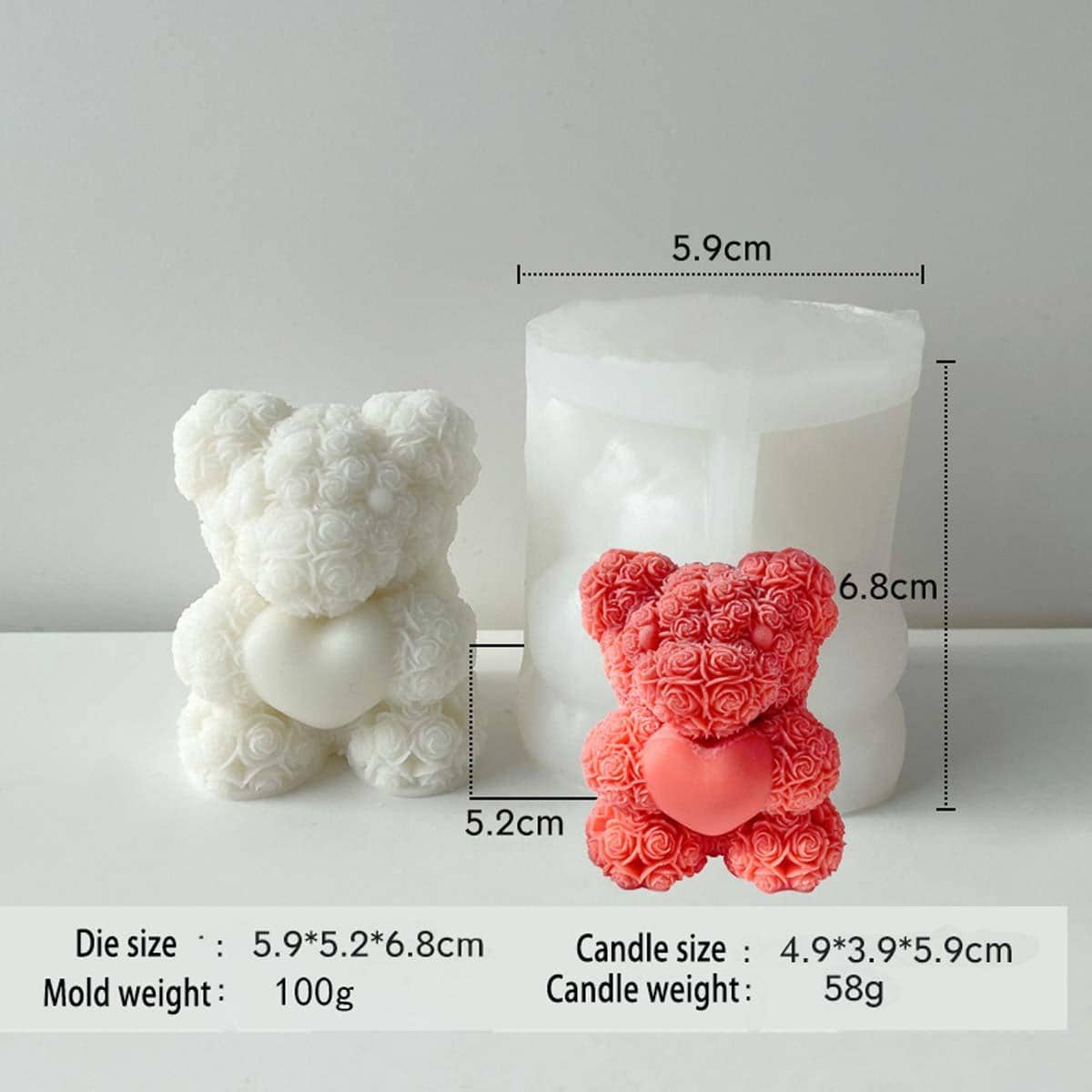 1入組卡通小熊蠟燭模具 - 杏色 - 查看 1