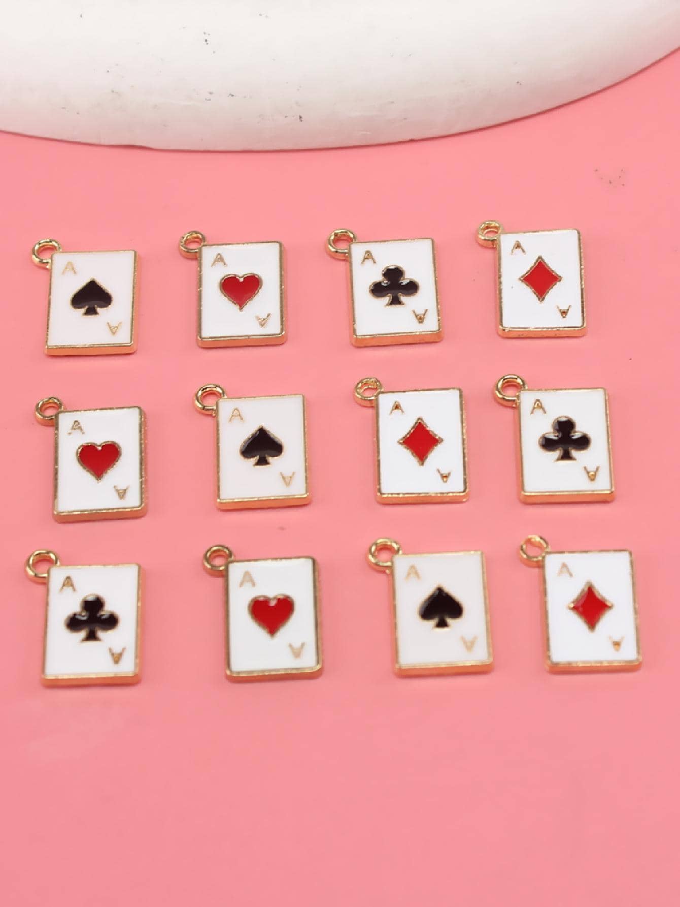 12 piezas/set colgante DIY moda aleación de zinc naipes para mujeres para hacer joyas DIY - Amarillo Oro - Ver 1