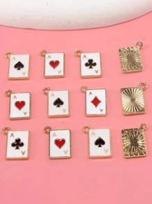 12 piezas/set colgante DIY moda aleación de zinc naipes para mujeres para hacer joyas DIY - Amarillo Oro - Ver 2