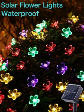 1 件太阳能花园花灯串 20/50/100LED 5M 7M 12M RGB 户外防水仙女灯，带 8 种照明模式，适用于草坪、花园、庭院、小路、露台和阳台装饰秋季装饰家居装饰户外装饰情人节装饰