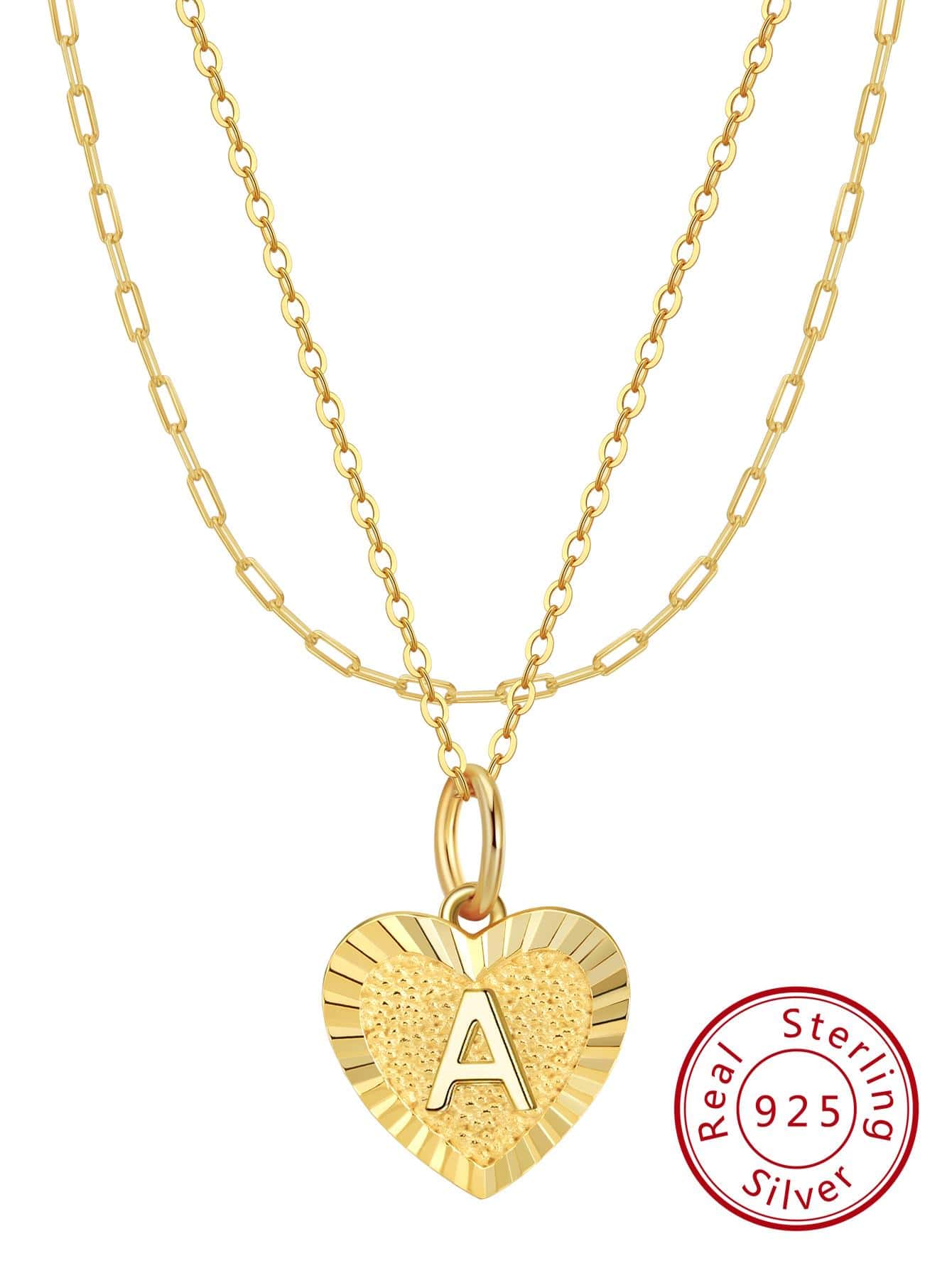 Dây chuyền bạc sterling trái tim quyến rũ - Vàng - Xem 1