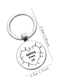 1 Nữ Trái Tim & Chữ Đồ Họa Vòng Charm Móc Khóa Thời Trang Trang Trí Chìa Khóa - Bạc - Xem 2