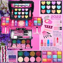 Kids Makeup Kit For Girl - Safe & Non Toxic Washable Makeup For Kids, Real Girls Makeup Kit For Kids Age 4-12, Princess Dress Up Toys For Girls Kids Children, Girls Christmas Birthday Gift Age 4-12 - 玫紅色 - 查看 2