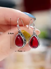 1 Đôi bông tai hình giọt nước đính đá Cubic Zirconia thanh lịch, phù hợp cho nữ giới, lý tưởng cho đám cưới, lễ đính hôn, kỷ niệm, tiệc tùng, Ngày Valentine và làm quà tặng cho mẹ nhân Ngày của Mẹ. - Đỏ - Xem 3