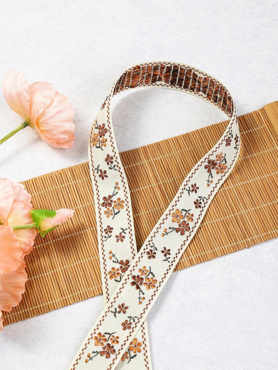 1入組花卉刺繡DIY織帶 - 米色 - 查看 1