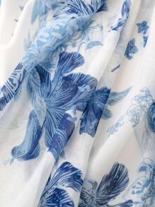 Khăn choàng in họa tiết đơn giản Boho 1 chiếc cho phụ nữ, phụ kiện đi biển, thiết kế mới, mùa xuân và mùa hè, chống nắng, bãi biển, thời trang, khăn trùm đầu, khăn choàng, khăn choàng cổ, khăn dài mùa đông thu - Màu xanh lam - Xem 4