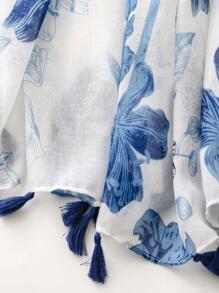 Khăn choàng in họa tiết đơn giản Boho 1 chiếc cho phụ nữ, phụ kiện đi biển, thiết kế mới, mùa xuân và mùa hè, chống nắng, bãi biển, thời trang, khăn trùm đầu, khăn choàng, khăn choàng cổ, khăn dài mùa đông thu - Màu xanh lam - Xem 2