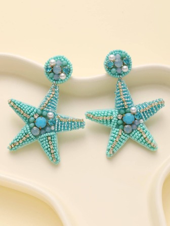 串珠海星耳墜