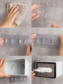 1 Miếng Gắn trên tường Giá để đồ trong phòng tắm Đối với Hộp khăn giấy Không có Khoan - màu đen - Xem 5