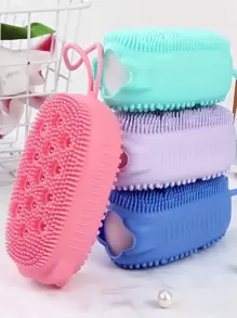 1pc Silicone Bath Brush, Daily Solid Color Easy To Use Bath Body Brush For Bathroom Bathroom Decor Summer