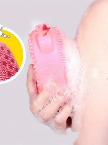 1pc Silicone Bath Brush, Daily Solid Color Easy To Use Bath Body Brush For Bathroom Bathroom Decor Summer