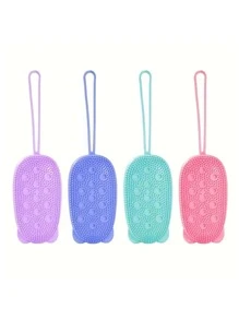 1pc Silicone Bath Brush, Daily Solid Color Easy To Use Bath Body Brush For Bathroom Bathroom Decor Summer