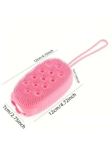 1pc Silicone Bath Brush, Daily Solid Color Easy To Use Bath Body Brush For Bathroom Bathroom Decor Summer