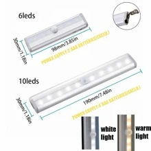 1入組塑料運動傳感器櫃下燈，現代長條智能磁鐵LED家用壁櫥燈，樓梯、廚房、浴室和床用夜間傳感器燈 - 銀色 - 查看 10