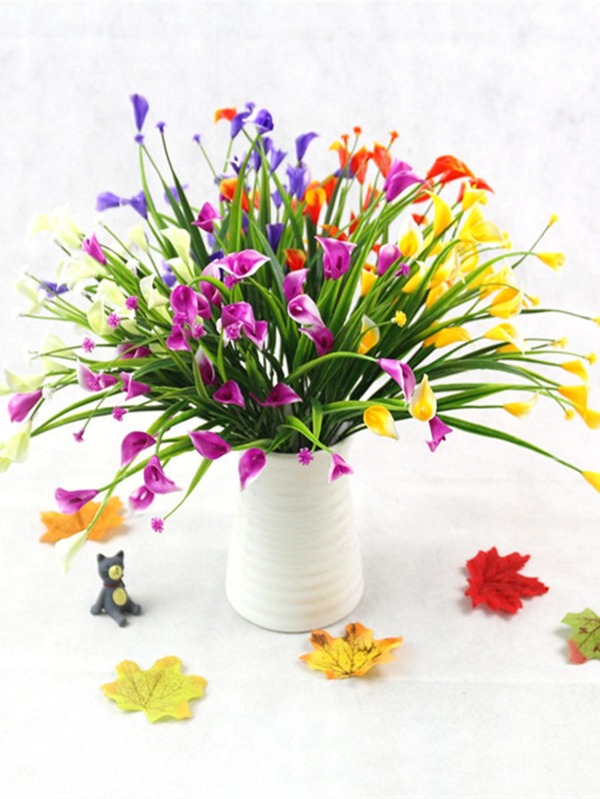 1pc Plastic Artificial Calla Lily Bouquet, Creative Mixed Color Multi-purpose Artificial Flower Bouquet For Home Decor